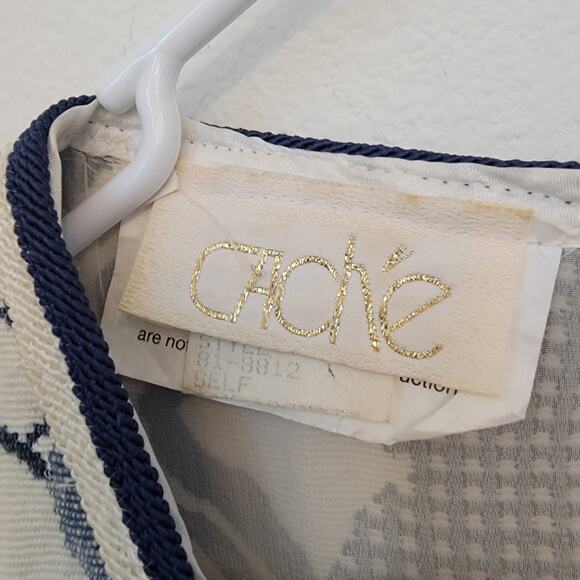 Cache Vintage Tapestry Vest Jumpsuit One Piece 80S Rhinestone Studded Mesh Panel - Picture 13 of 16